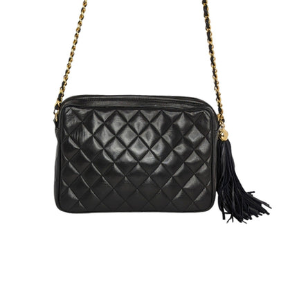 Chanel Vintage Quilted Lambskin CC Camera Tassel Bag