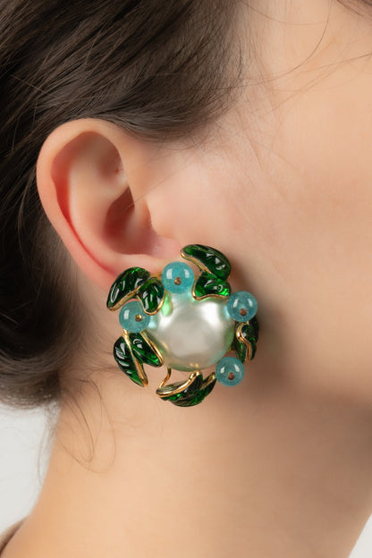 Boucles d'oreilles en pte de verre Chanel