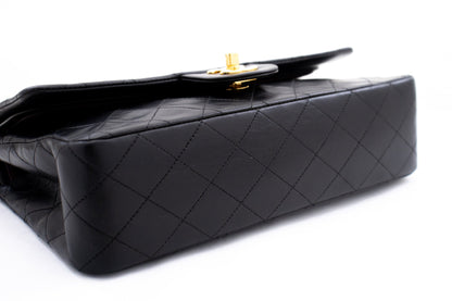 CHANEL Classic Double Flap Medium Chain Shoulder Bag Black Lamb k86