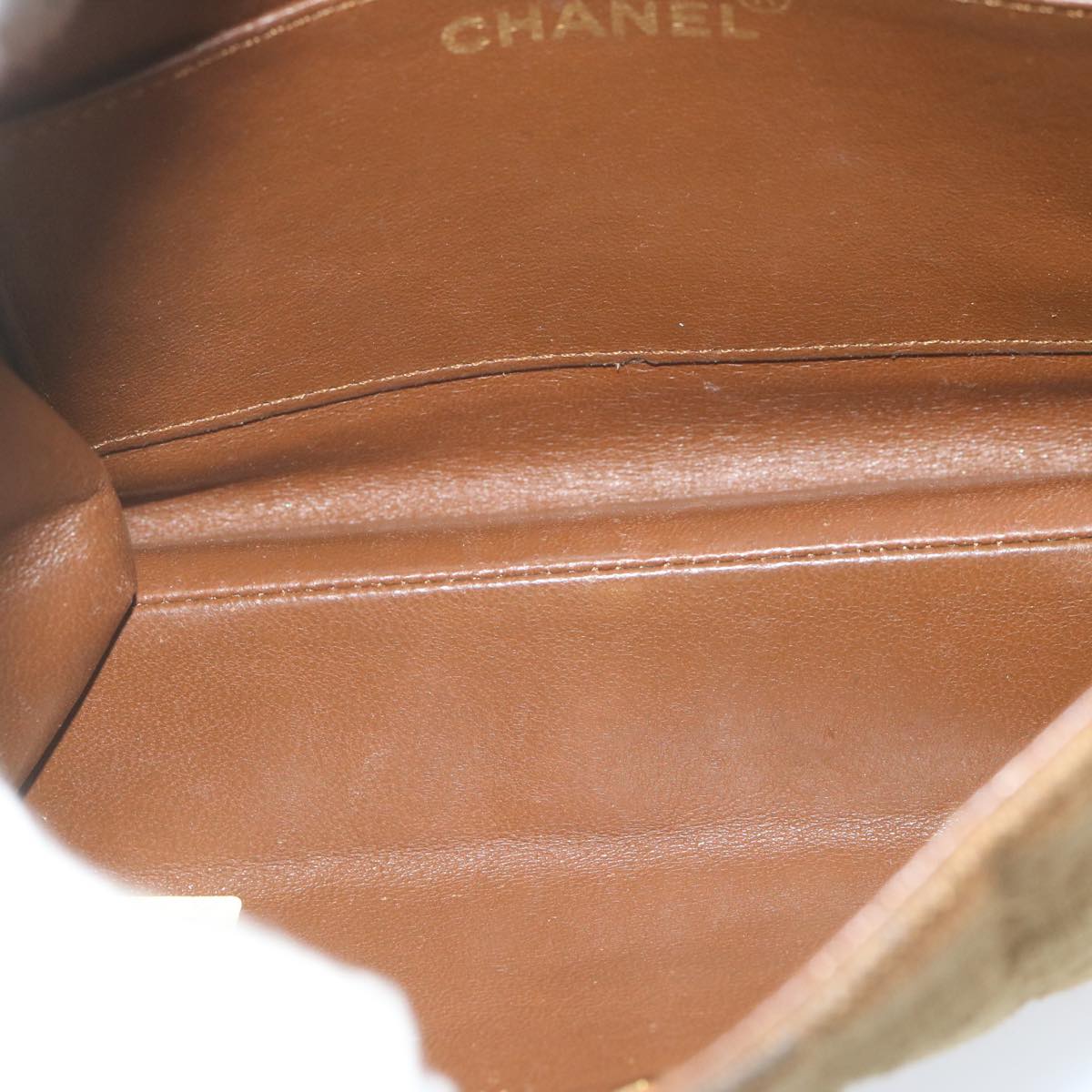 CHANEL Chain Shoulder Bag Canvas Brown CC 62565A