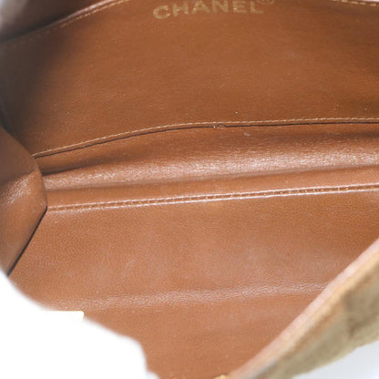 CHANEL Chain Shoulder Bag Canvas Brown CC 62565A