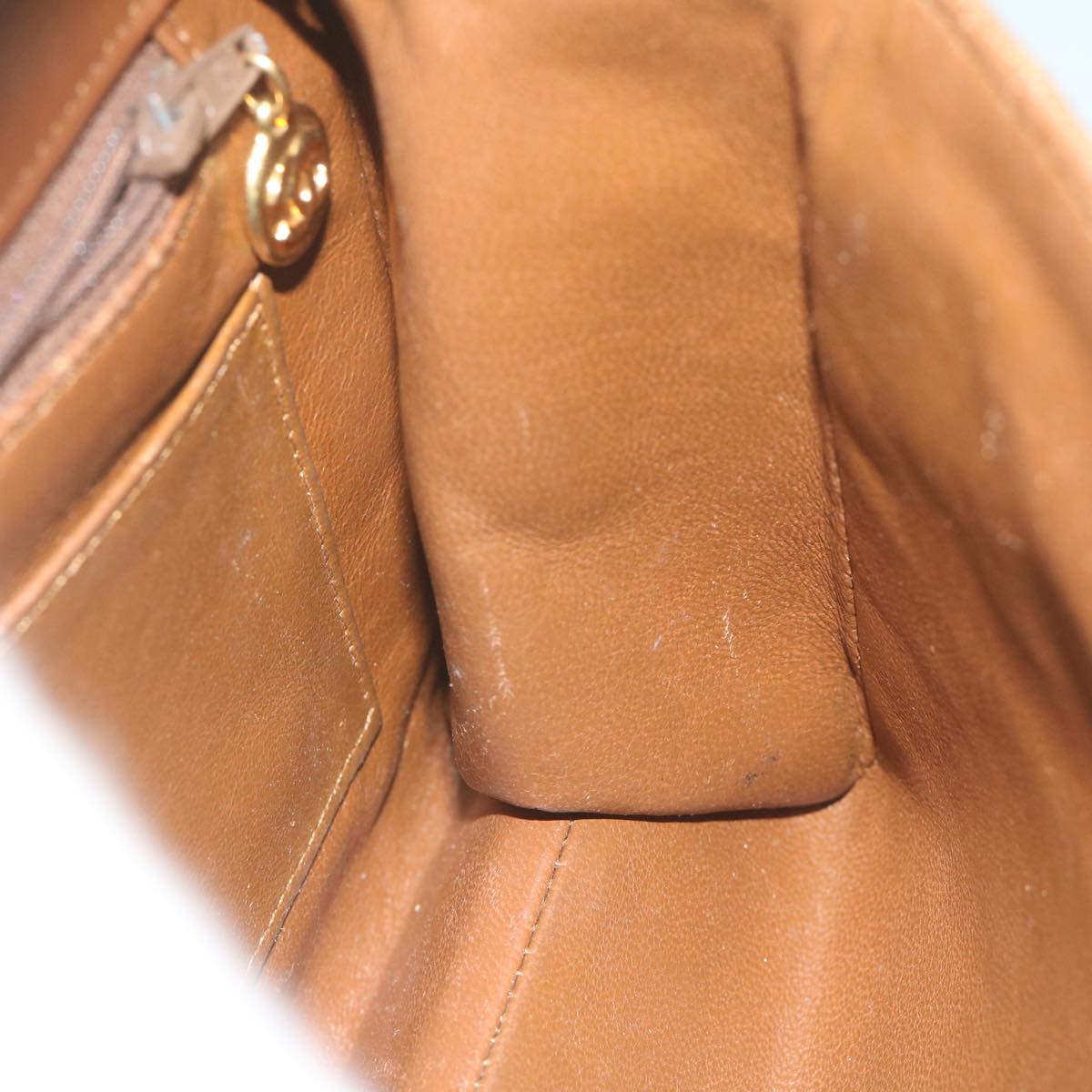 CHANEL Chain Shoulder Bag Canvas Brown CC 62565A