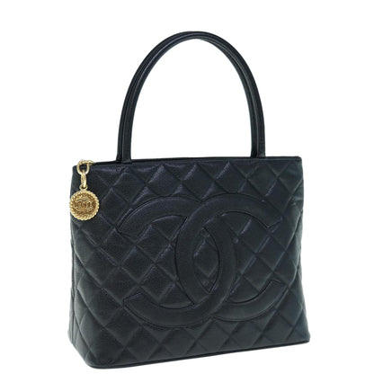 CHANEL Tote Bag Caviar Skin Standard Black CC 62895SA