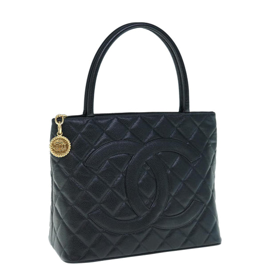 CHANEL Tote Bag Caviar Skin Standard Black CC 62895SA