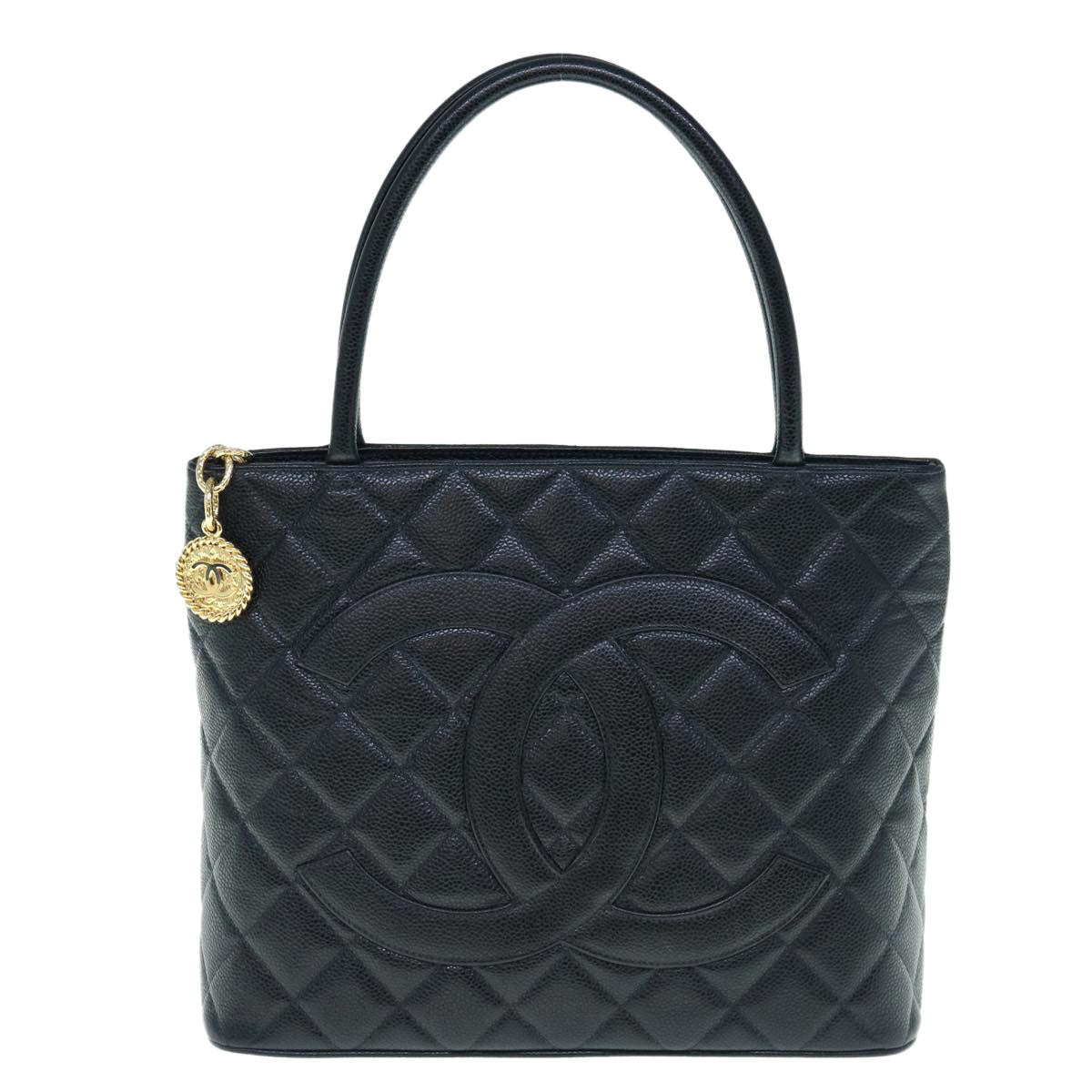 CHANEL Tote Bag Caviar Skin Standard Black CC 62895SA