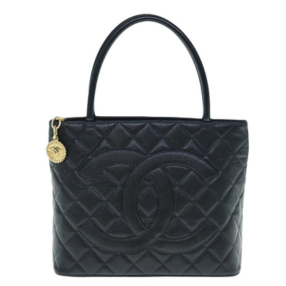 CHANEL Tote Bag Caviar Skin Standard Black CC 62895SA
