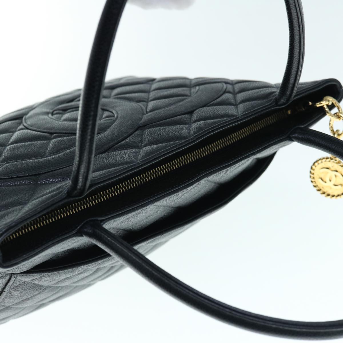 CHANEL Tote Bag Caviar Skin Standard Black CC 62895SA
