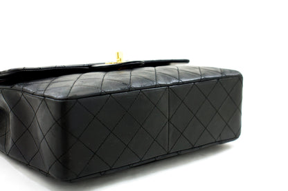 CHANEL 2.55 Double Flap Square Chain Shoulder Bag Black Lambskin h72