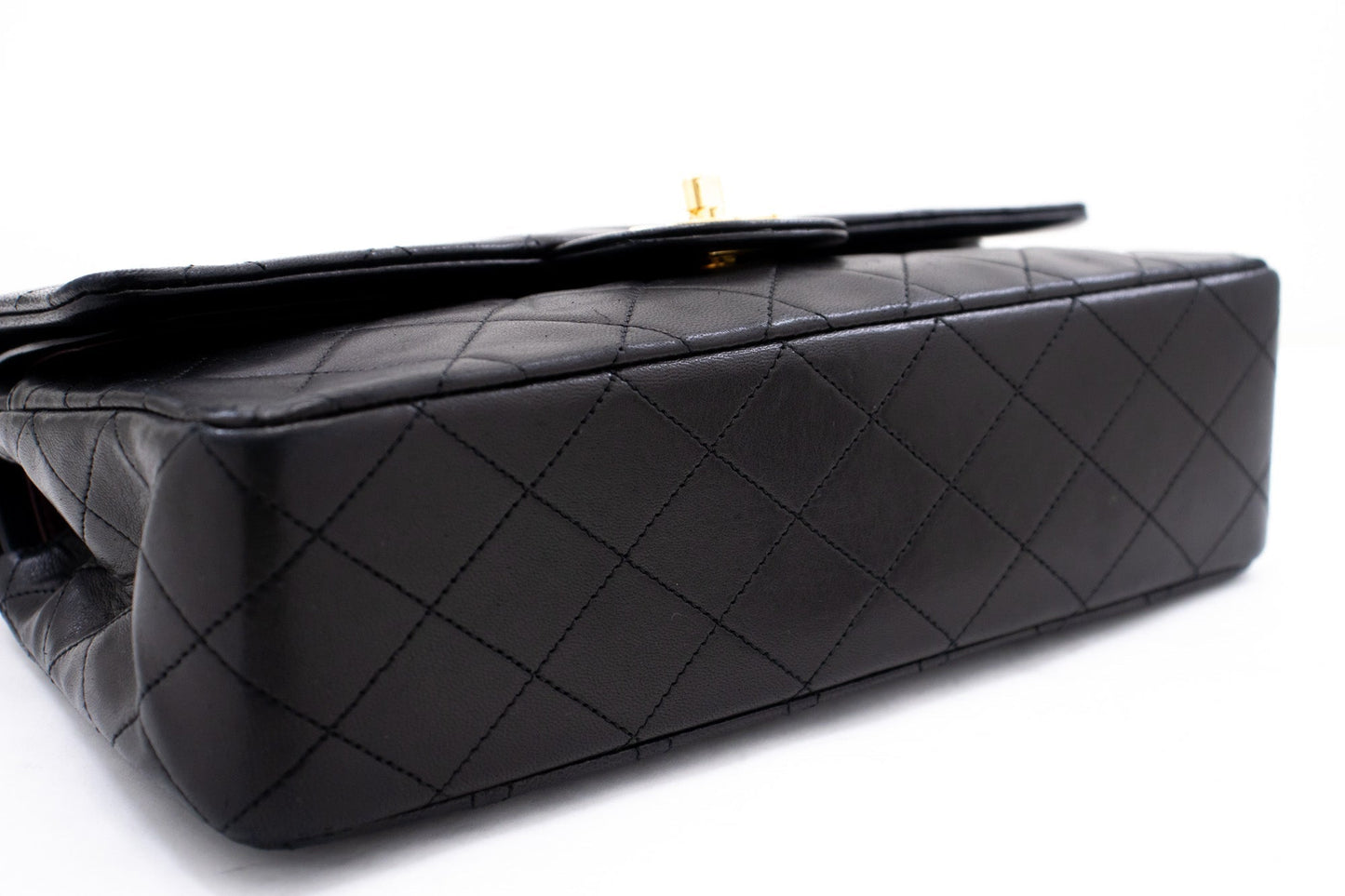 CHANEL Classic Double Flap Medium Chain Shoulder Bag Black Lamb k70
