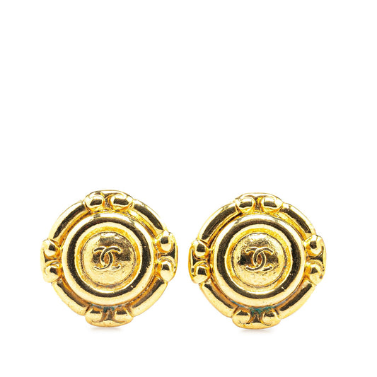 Gold Chanel Gold Plated CC Clip On Earrings