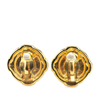Gold Chanel Gold Plated CC Clip On Earrings