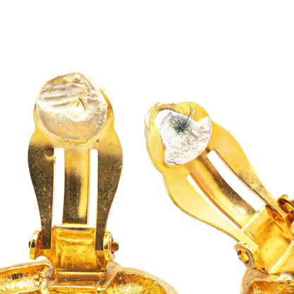 Gold Chanel Gold Plated CC Clip On Earrings