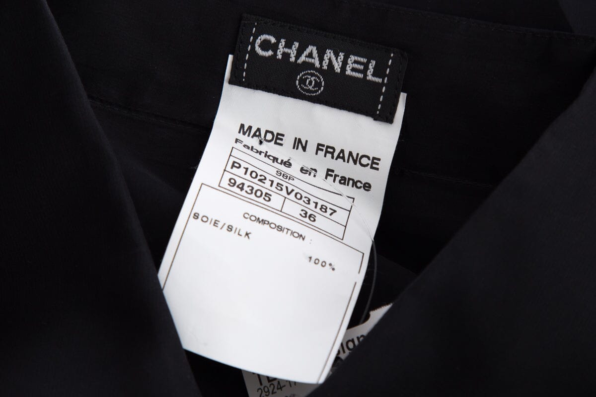 Chanel Black Silk Long Sleeve Mesh Blouse SZ 36