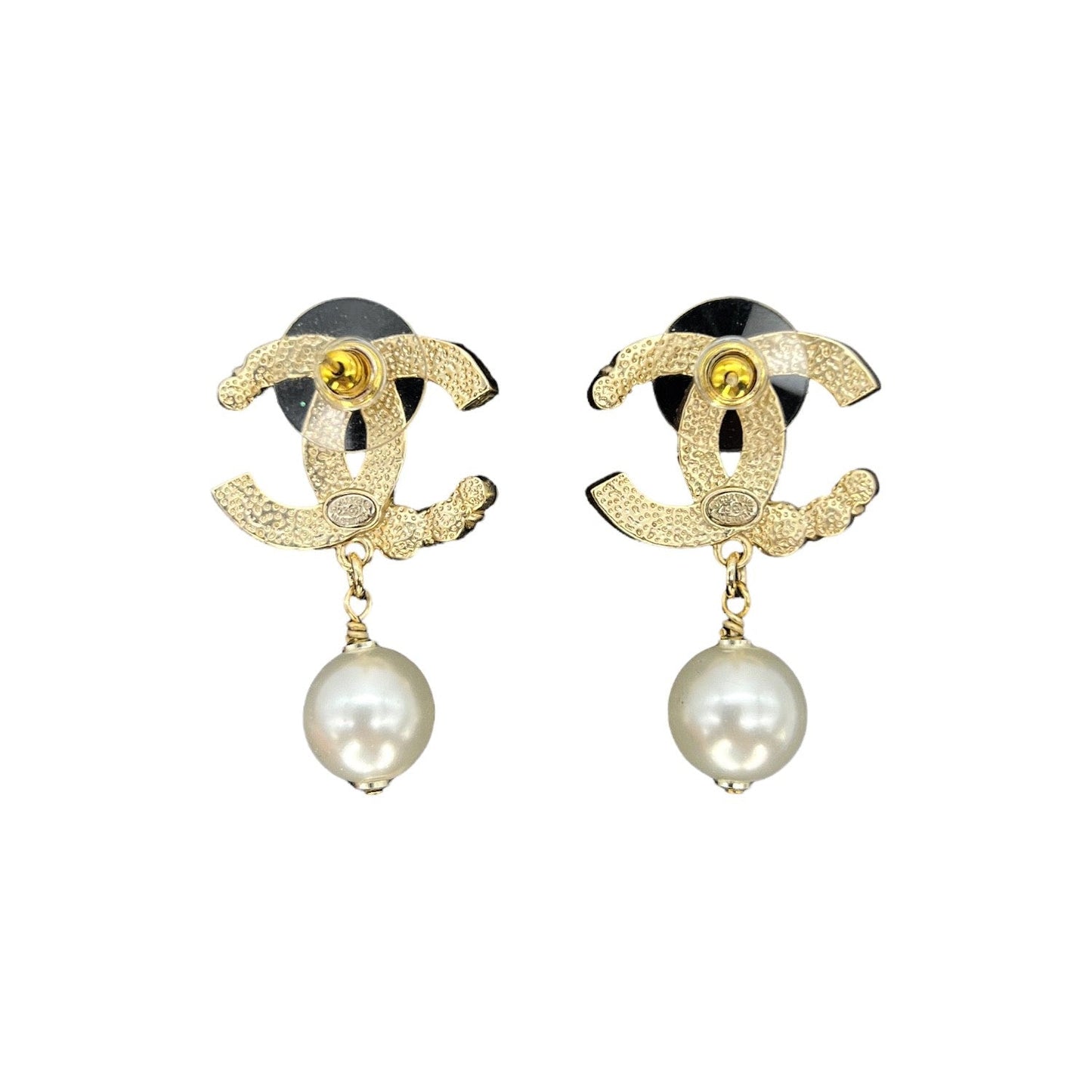 Chanel CC Strass & Faux Pearl Drop Earrings