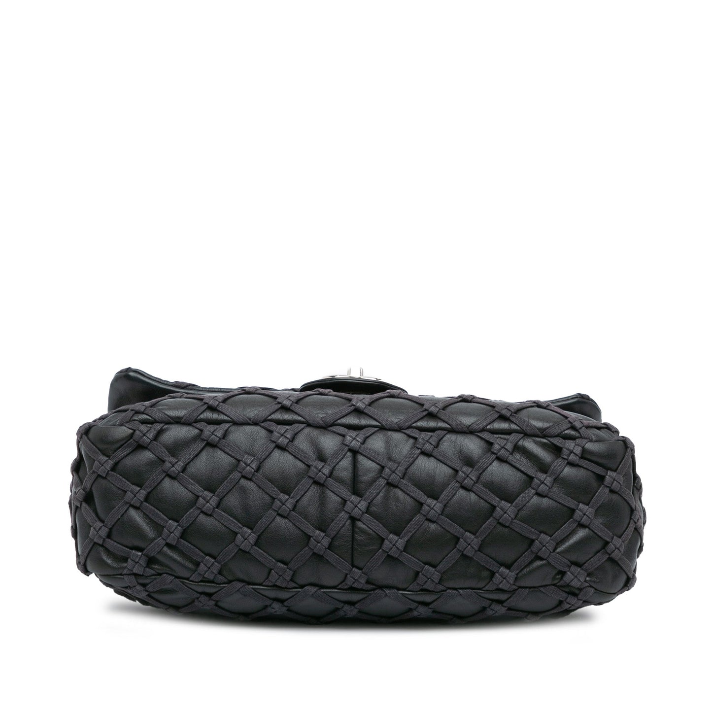 Black Chanel Jumbo Calfskin Canebiers Net Flap Shoulder Bag