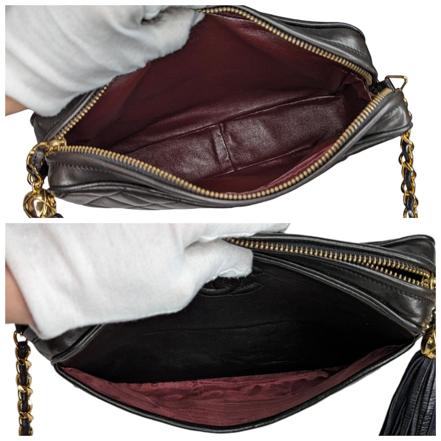 Chanel Vintage Quilted Lambskin CC Camera Tassel Bag