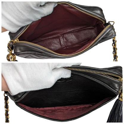 Chanel Vintage Quilted Lambskin CC Camera Tassel Bag