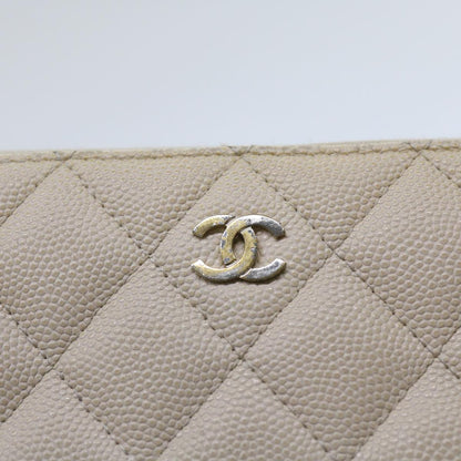 CHANEL Long Wallet Caviar Skin White CC 65288