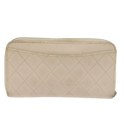 CHANEL Long Wallet Caviar Skin White CC 65288