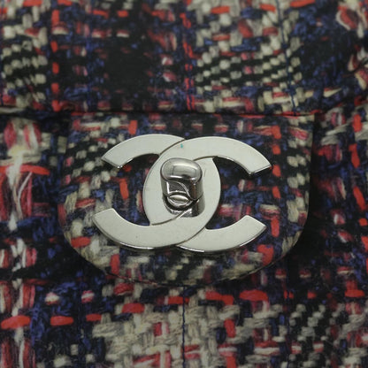 CHANEL Turn Lock Chain Shoulder Bag Nylon Navy White CC 65724A
