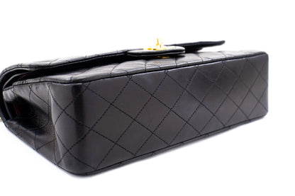 CHANEL Classic Double Flap Medium Chain Shoulder Bag Black Lamb k79