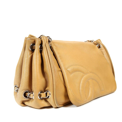 Chanel Beige Leather Accordion Flap Bag