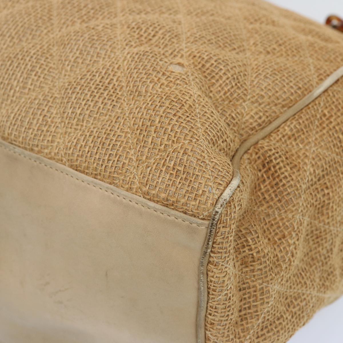 CHANEL Matelasse Tote Bag Straw Brown CC 66963