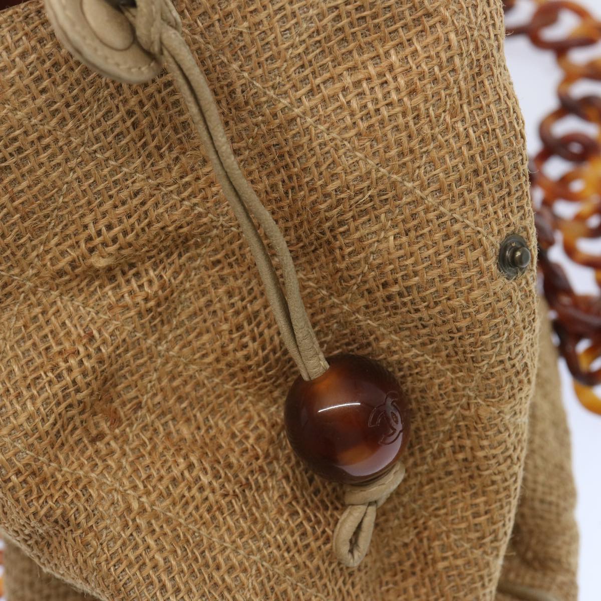 CHANEL Matelasse Tote Bag Straw Brown CC 66963