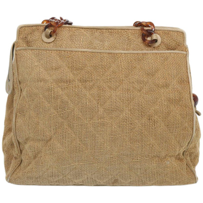 CHANEL Matelasse Tote Bag Straw Brown CC 66963