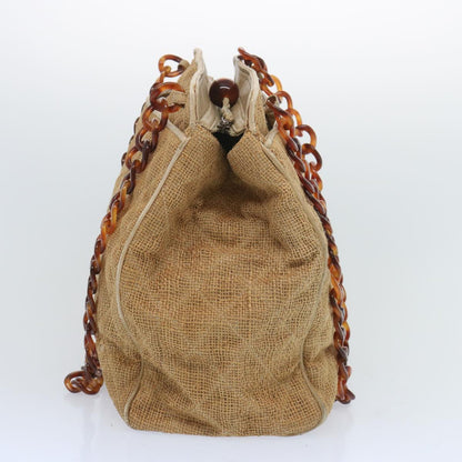 CHANEL Matelasse Tote Bag Straw Brown CC 66963