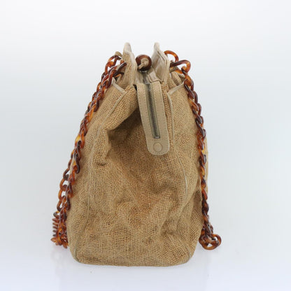 CHANEL Matelasse Tote Bag Straw Brown CC 66963