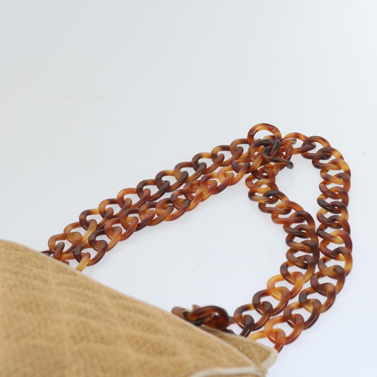 CHANEL Matelasse Tote Bag Straw Brown CC 66963
