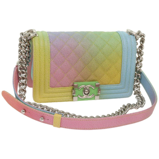 CHANEL Matelasse Boy Chanel Shoulder Bag Caviar Skin Multicolor CC 66965S