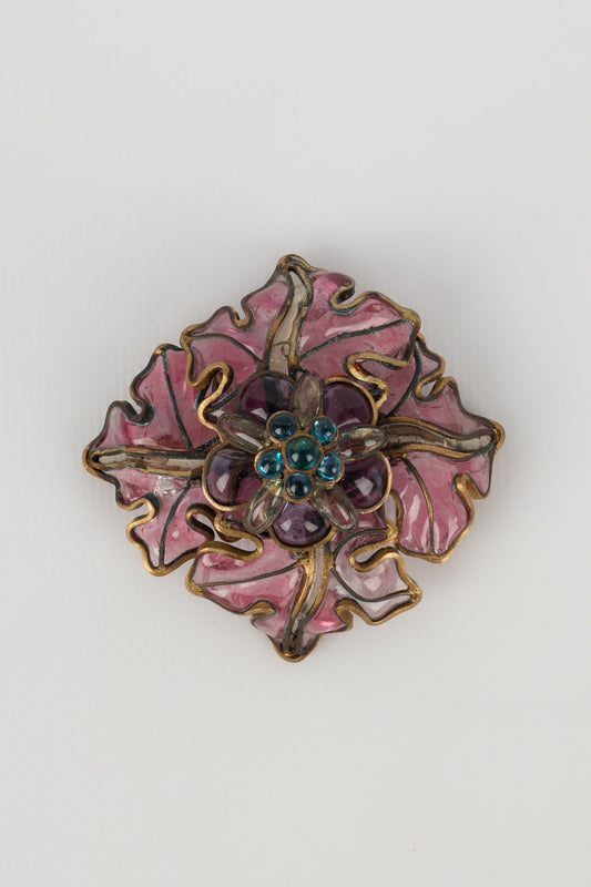 Broche en pte de verre Chanel 1990s