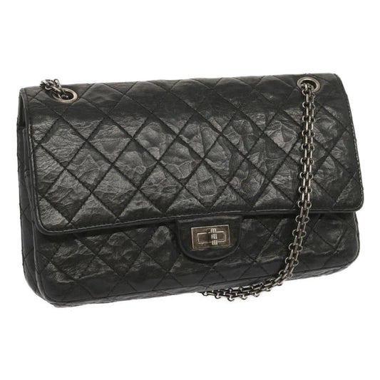 CHANEL 2.55 Matelasse Chain Bag Aged Calfskin Black A37586 CC 67618A