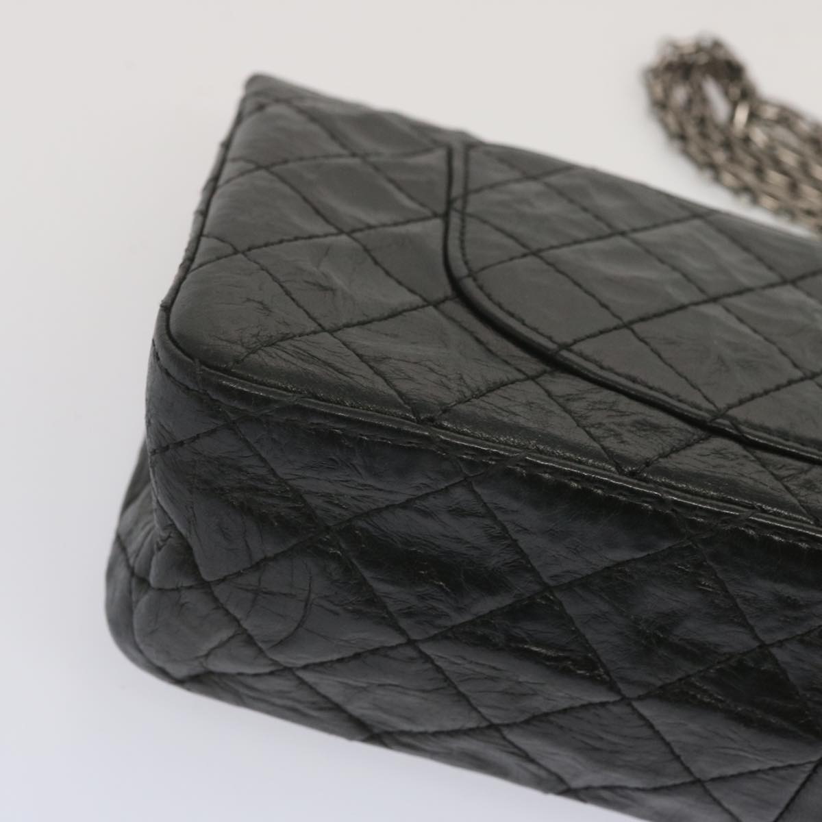 CHANEL 2.55 Matelasse Chain Bag Aged Calfskin Black A37586 CC 67618A