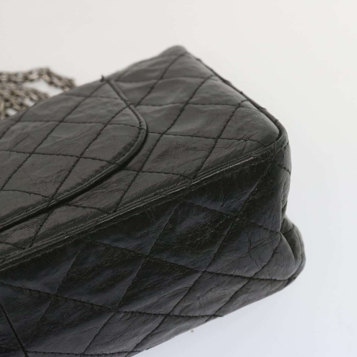 CHANEL 2.55 Matelasse Chain Bag Aged Calfskin Black A37586 CC 67618A