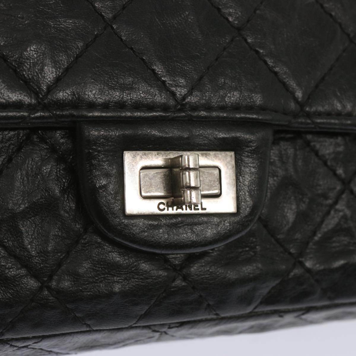 CHANEL 2.55 Matelasse Chain Bag Aged Calfskin Black A37586 CC 67618A