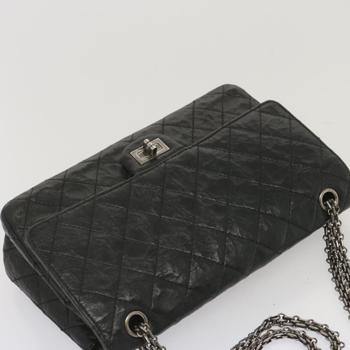 CHANEL 2.55 Matelasse Chain Bag Aged Calfskin Black A37586 CC 67618A