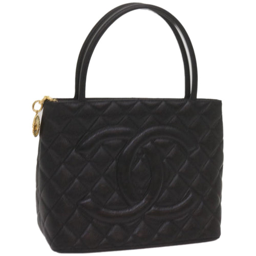 CHANEL Standard Tote Bag Caviar Skin Black CC 67624SA