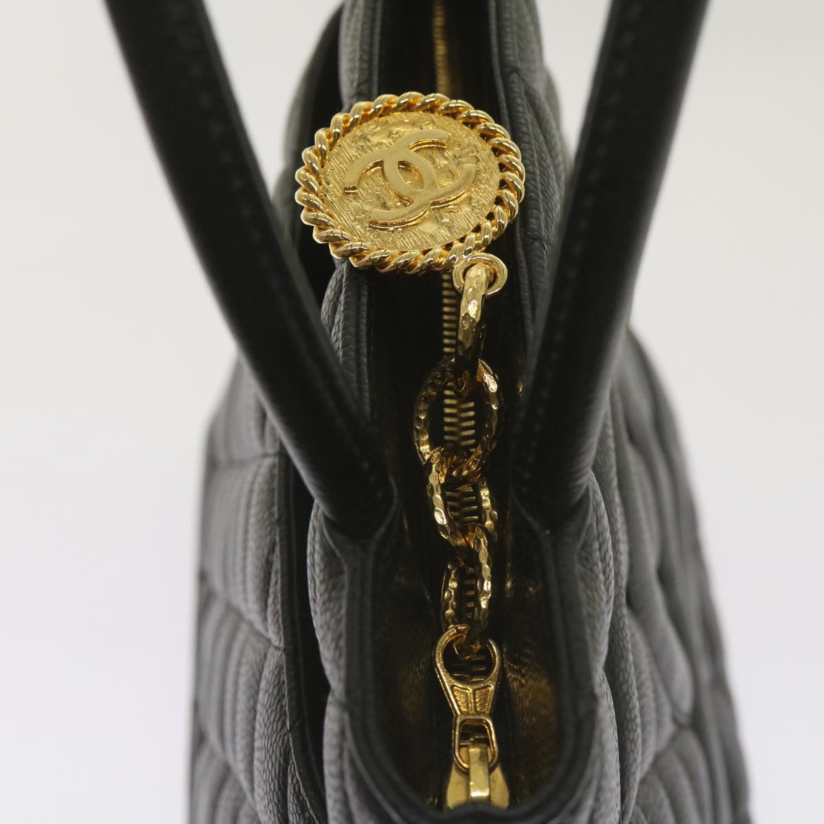 CHANEL Standard Tote Bag Caviar Skin Black CC 67624SA