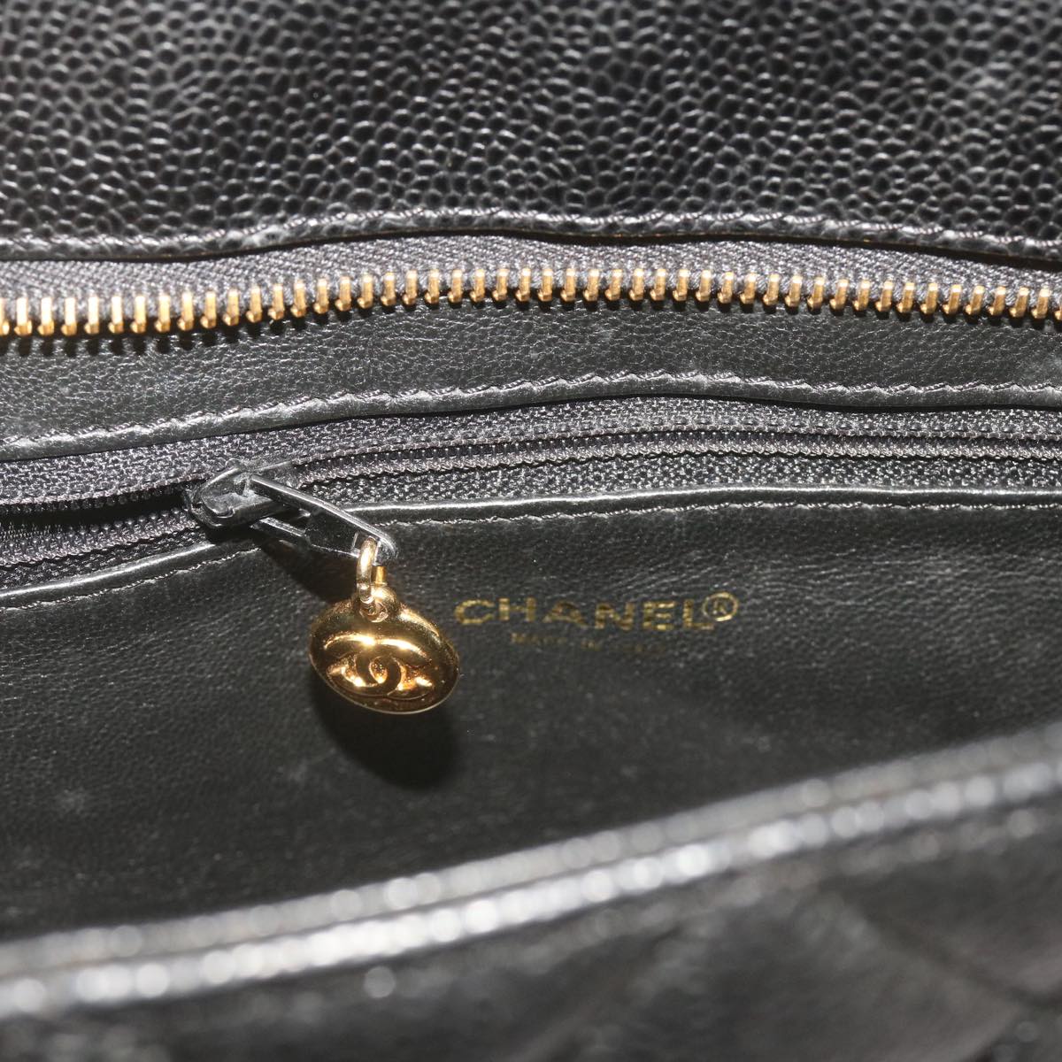 CHANEL Standard Tote Bag Caviar Skin Black CC 67624SA