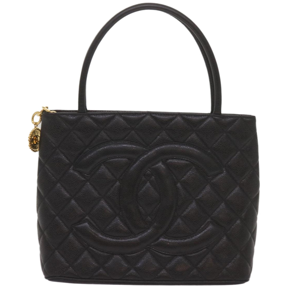 CHANEL Standard Tote Bag Caviar Skin Black CC 67624SA
