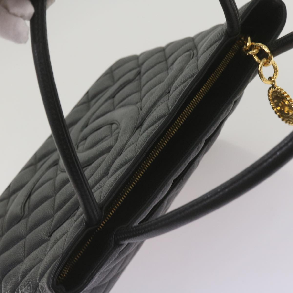CHANEL Standard Tote Bag Caviar Skin Black CC 67624SA