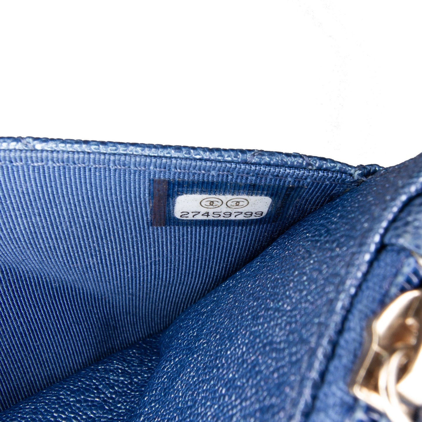 Blue Chanel CC Quilted Iridescent Caviar Wallet on Chain Crossbody Bag