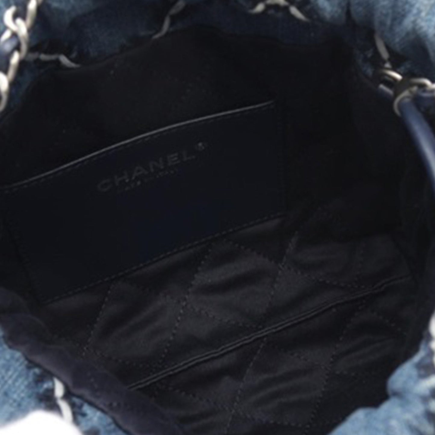 Blue Chanel Mini Denim Stitched 22 Satchel