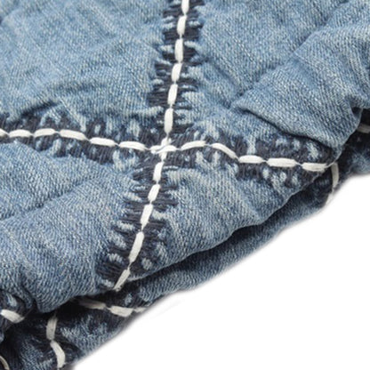 Blue Chanel Mini Denim Stitched 22 Satchel