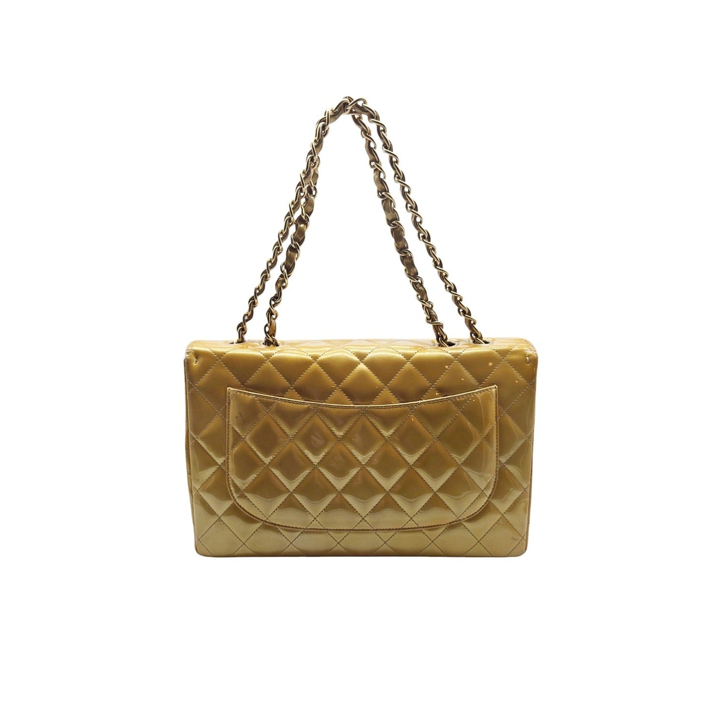 Chanel Vintage Classic Quilted Patent Single Jumbo Flap Bag