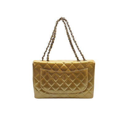 Chanel Vintage Classic Quilted Patent Single Jumbo Flap Bag