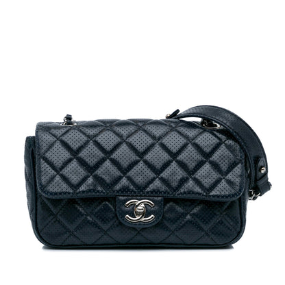 Blue Chanel Perforated Classic Mini Rectangular Flap Shoulder Bag